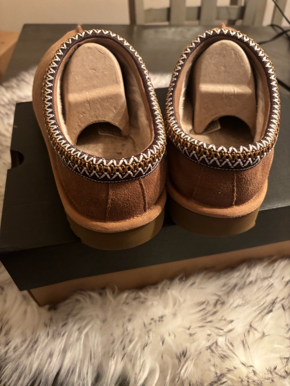 UGG Chestnut Suede Slip-On Clog with Decorative Trim - Picture 4 of 6